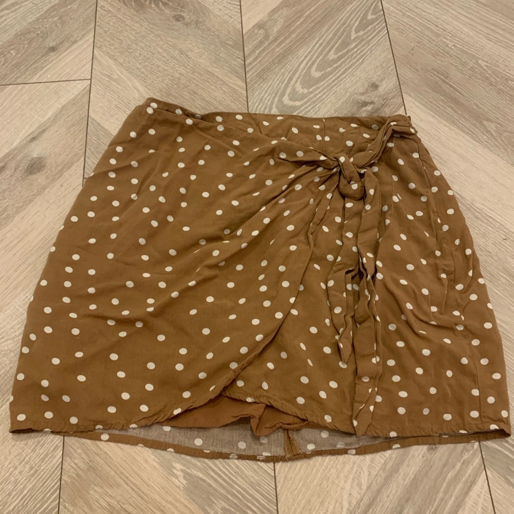L Space Wrap Dot Skirt Tan Small